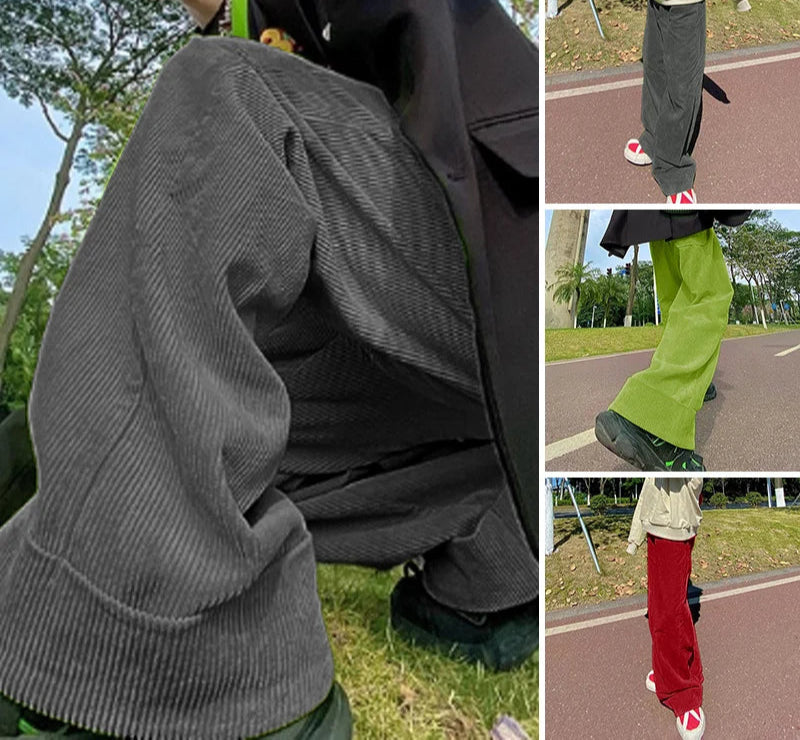 Men's Corduroy Fabric Wide Leg Trousers