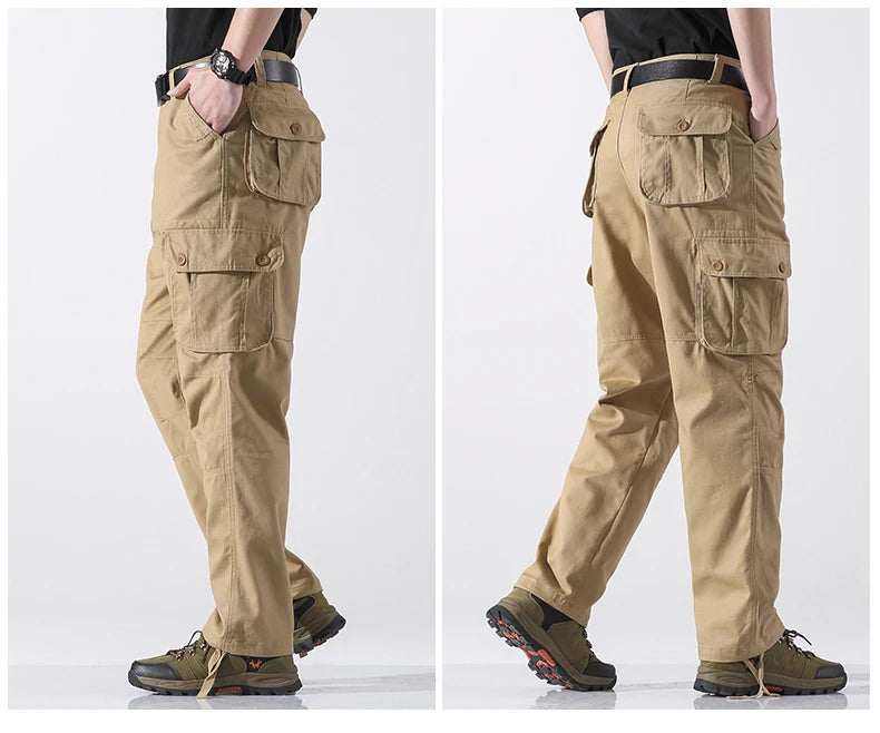 Spring Autumn Cotton Cargo Pants - Multiple Pockets Casual Trousers