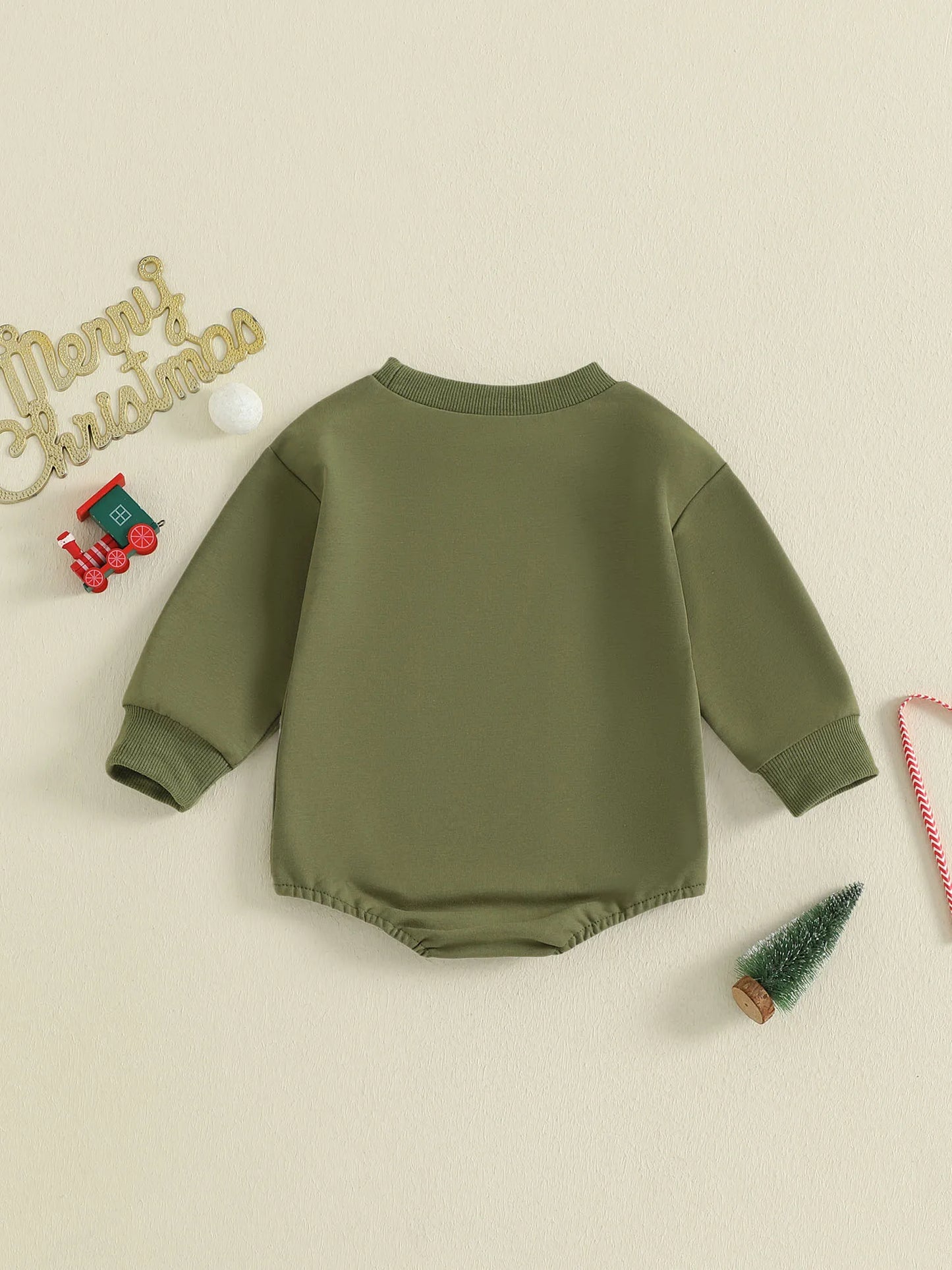 Baby Christmas Romper - Long Sleeve Tree Letter Print Bodysuit (0-18M)