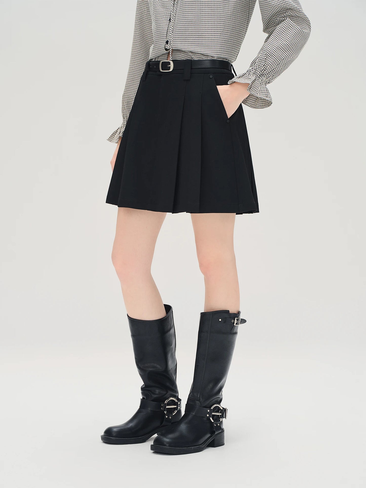 Women's Plus Size High Waist A-Line Pleated Skirt - Retro Style