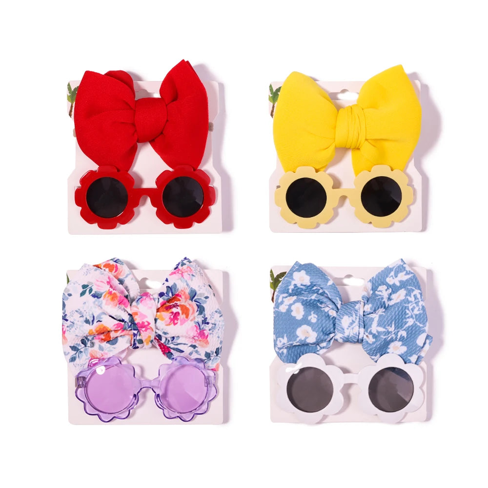 2PCS Children's Baby's Headband and Flower Sunglasses