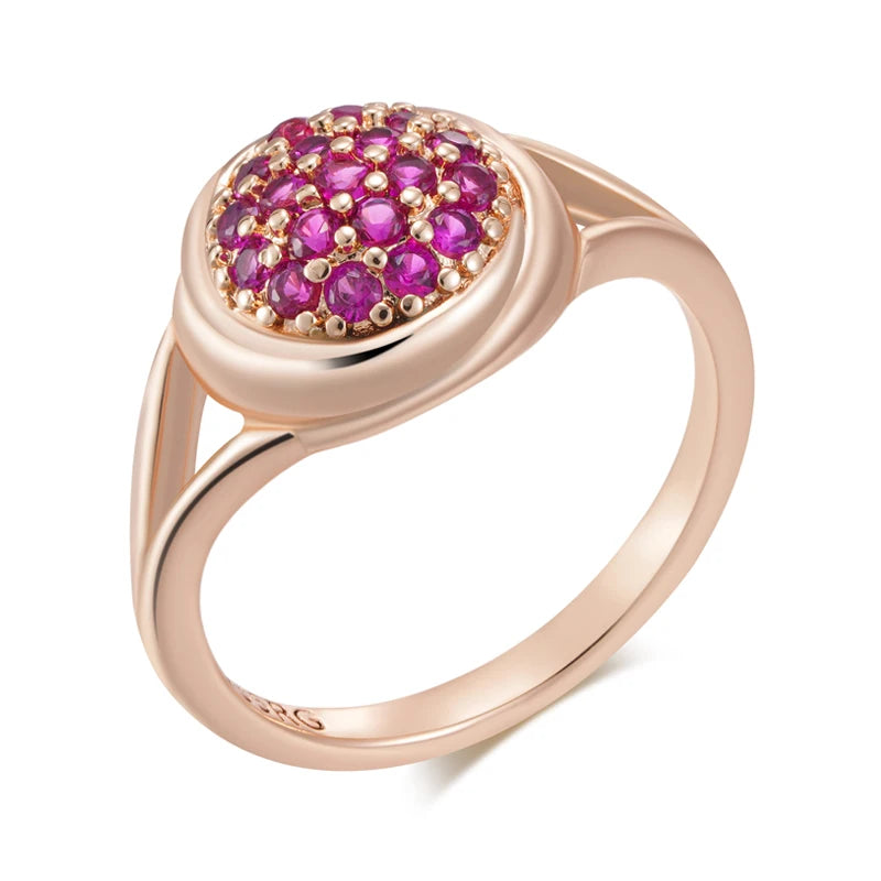 Stunning Red Zircon Wedding Ring - Rose Gold