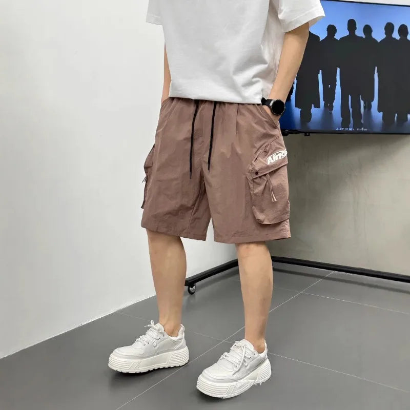 Men's Casual Cargo Shorts Knee Length Summer Drawstring Shorts