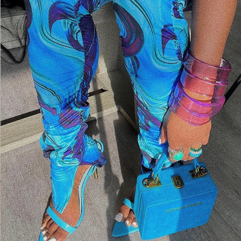 Women Tight Mid Waist Casual Printed Leggings