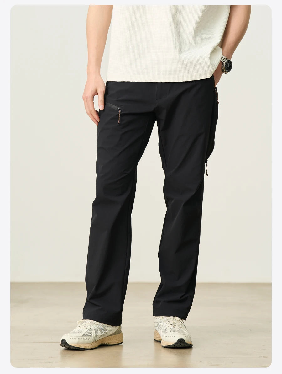 Men's Soft Shell Elastic Nylon Pants - 170gsm Loose Straight Trousers