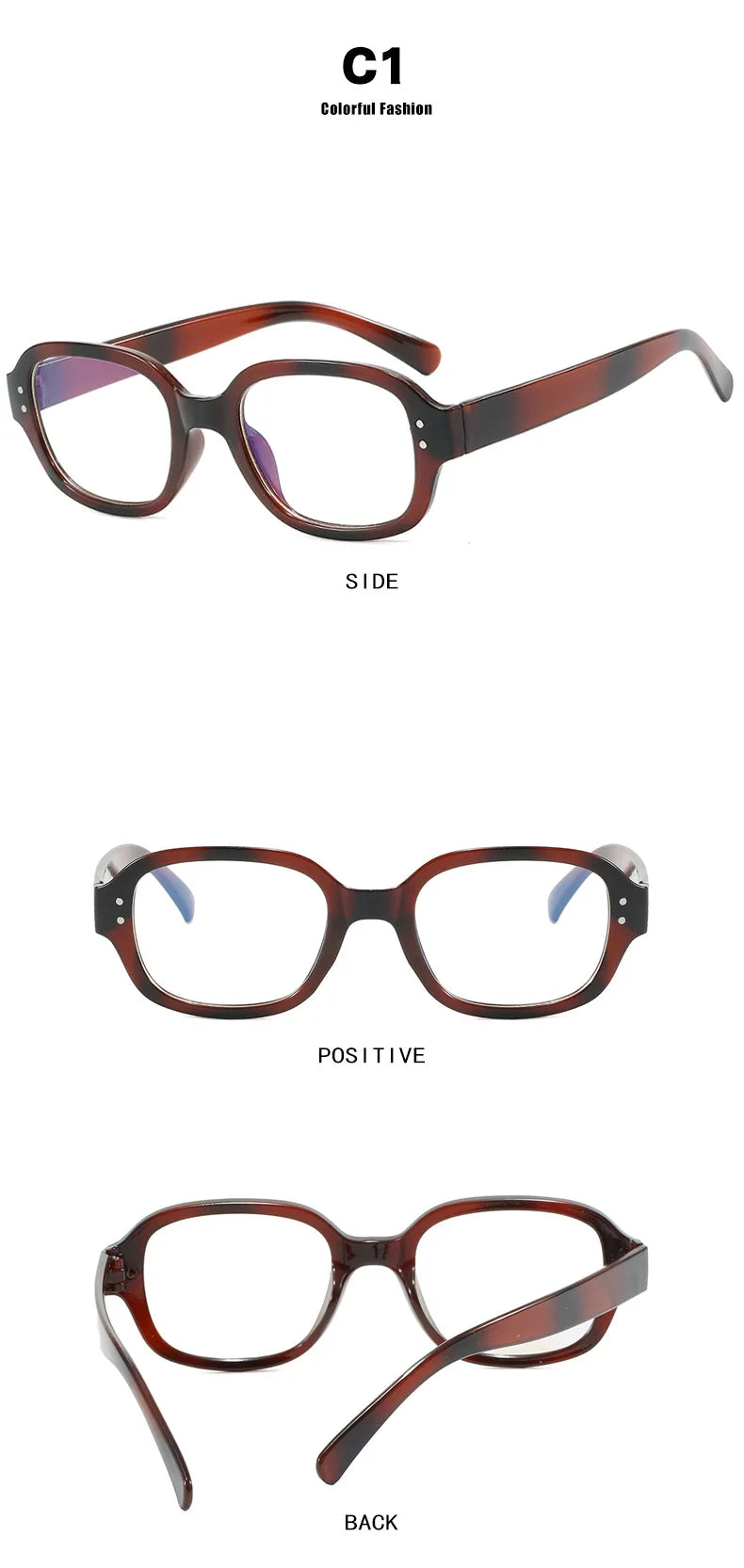 Retro Oval Glasses Frame - Modern Concave Design for Women