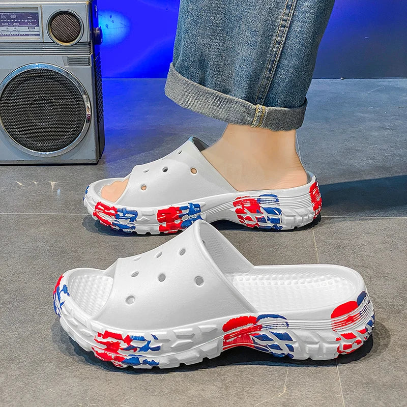 Men's Summer Slippers Slides Non-slip Casual Beach Sandals Platform Comfortable Clogs