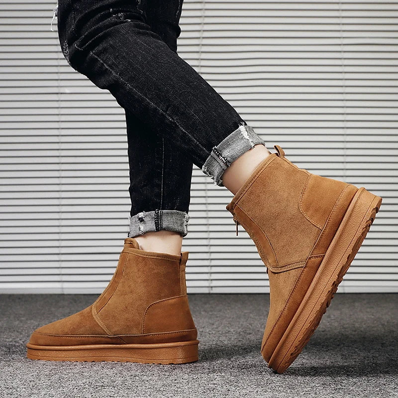 Men's Winter Snow Boots - Waterproof Fur-Lined Chelsea Boots