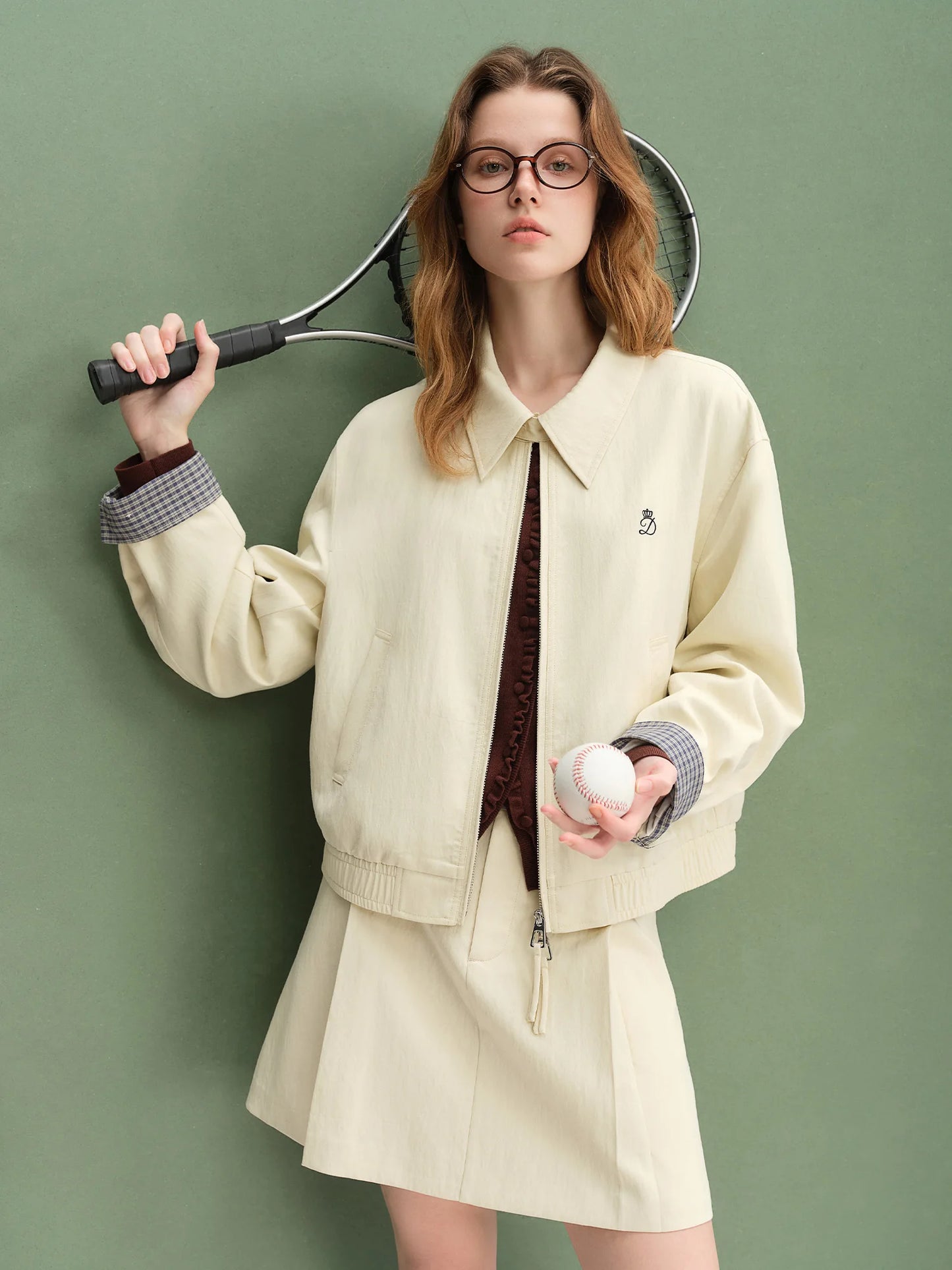 Women's Autumn Long Sleeve Shirt & A-Line Skirt Set