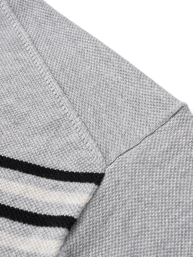 Men's Oversized Soft Knitted Polo Shirt - Striped Design Plus Size