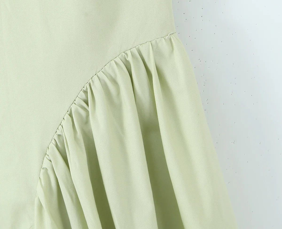 Backless Green Halter Dress - Elegant Low Waist A-Line Midi Dress