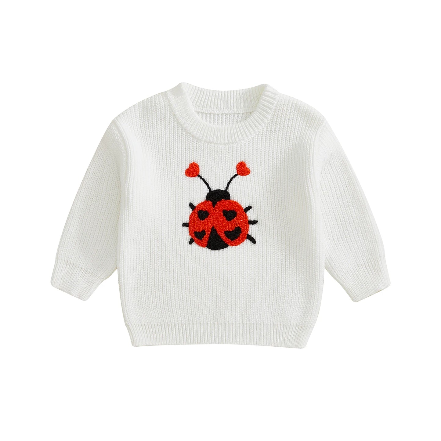 Baby & Toddler Knit Sweater - Ladybug Embroidery Pullover