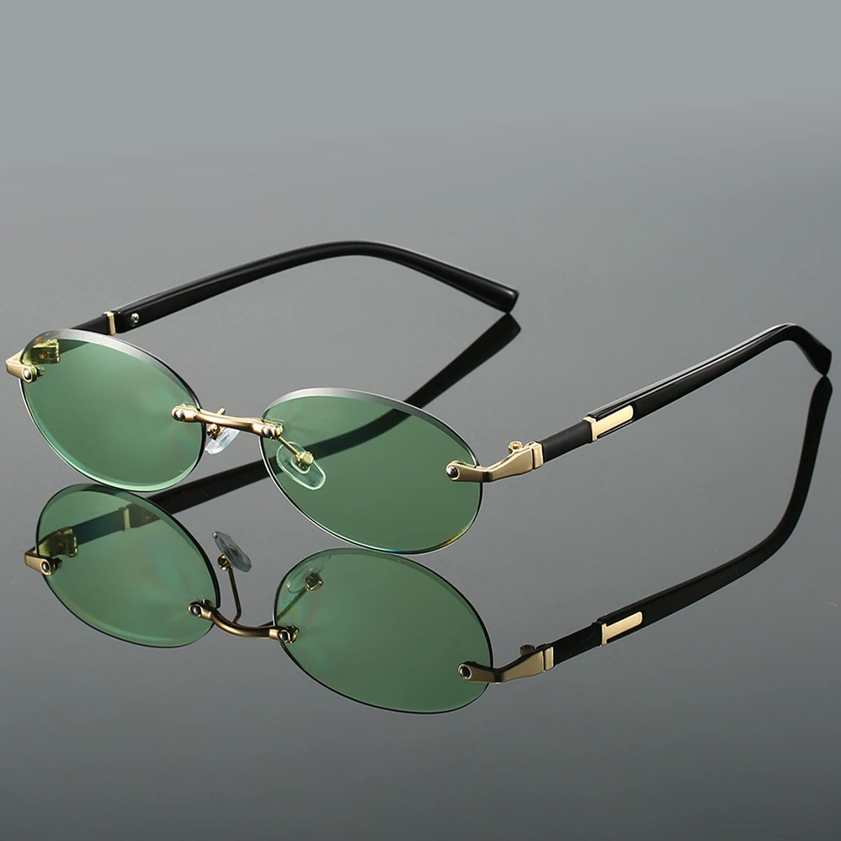 Unisex  Retro Metal Gradient Oval Sunglasses