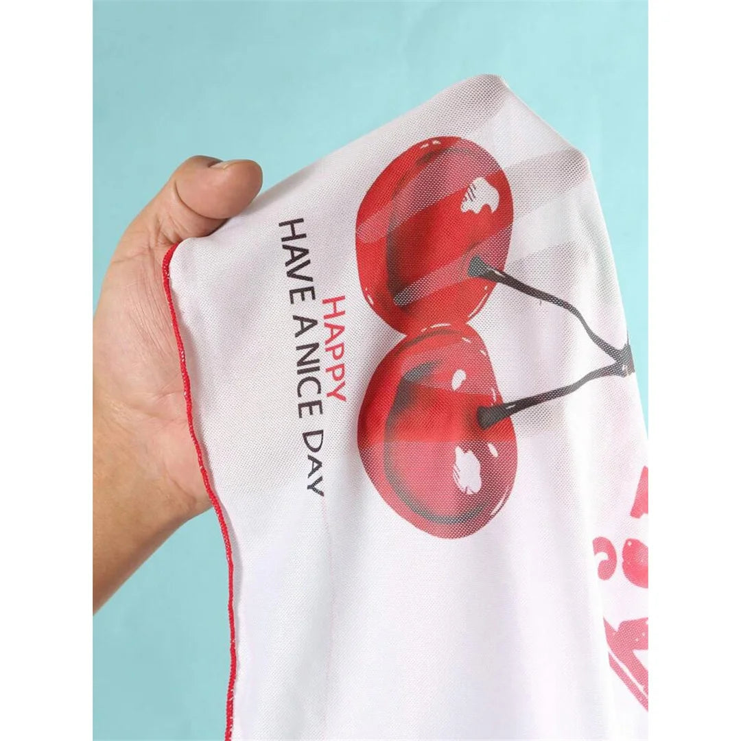Women's Cherry Printed Short Sleeve Bikini Swimsuit Swimwear Three-pieces Bikini Set