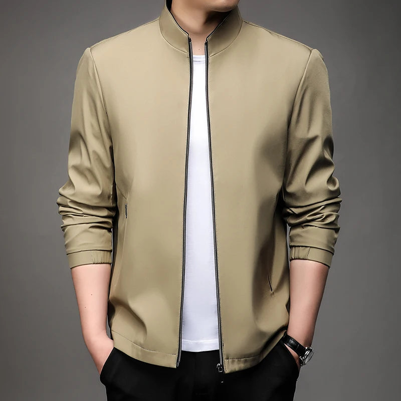 Men's Stand Collar Smart Casual Outerwear  Zipper Jacket