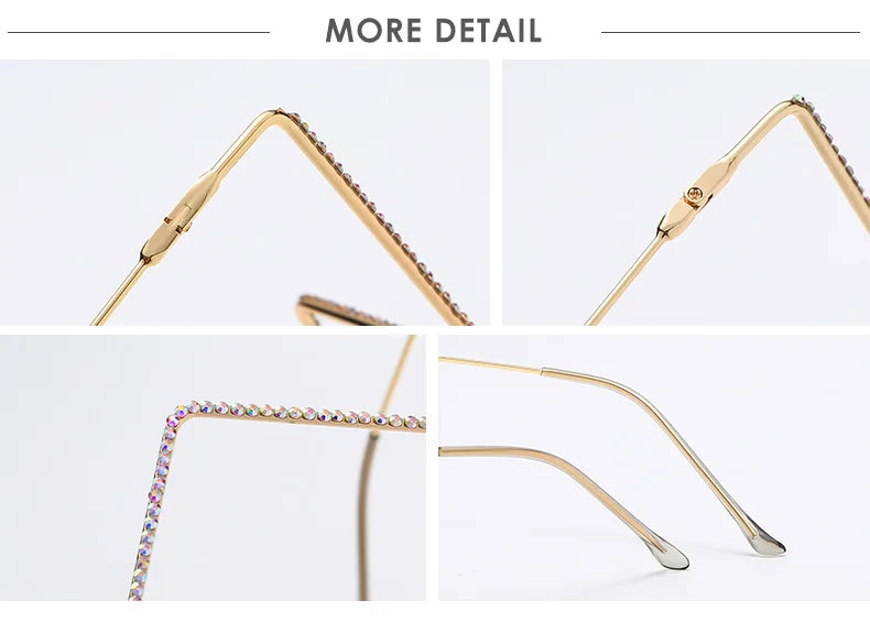 W-Shaped Rhinestone Glasses Frame - Fashion Decorative Eyewear for Women
