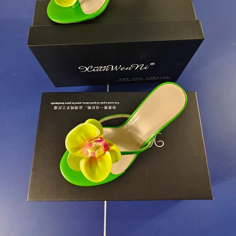 Women's Butterfly Flip Flops - High Heel Beach Sandals