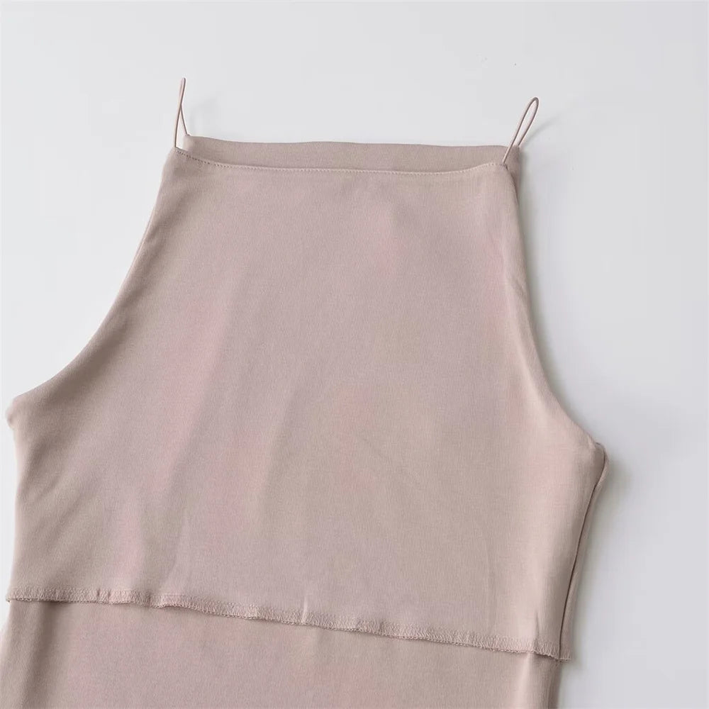 Summer Women's Versatile Solid Colour Sleeveless Slim Fit Suspender Top