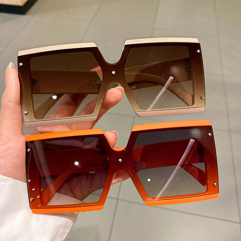 Women's Square Oversized One-pieces Gradient Sunglasses