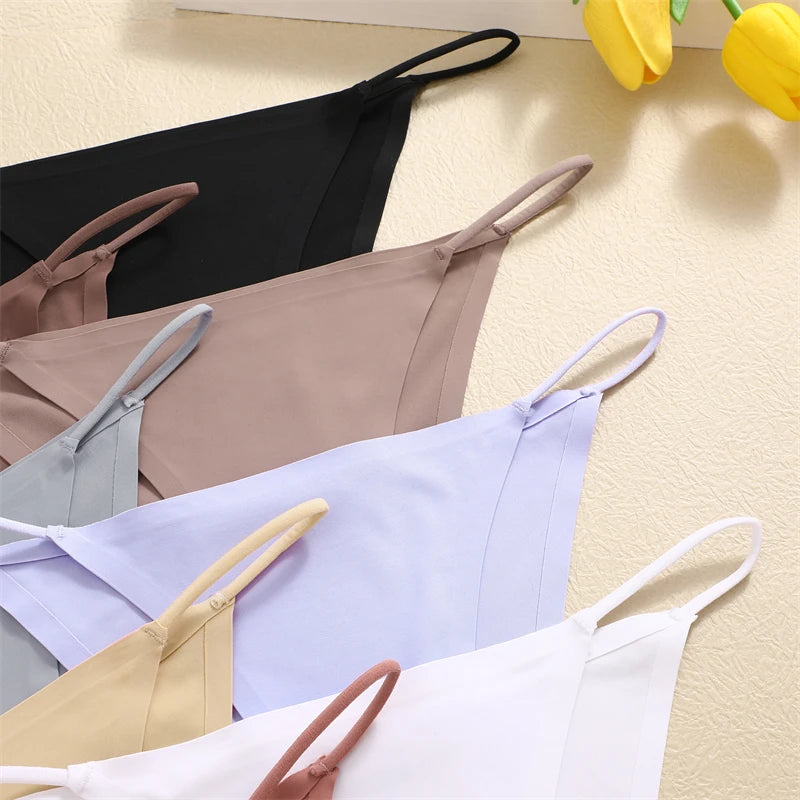 Women's 4Pcs/set Seamless Underwear Ice Silk Briefs Panties Thin Strap Lingerie