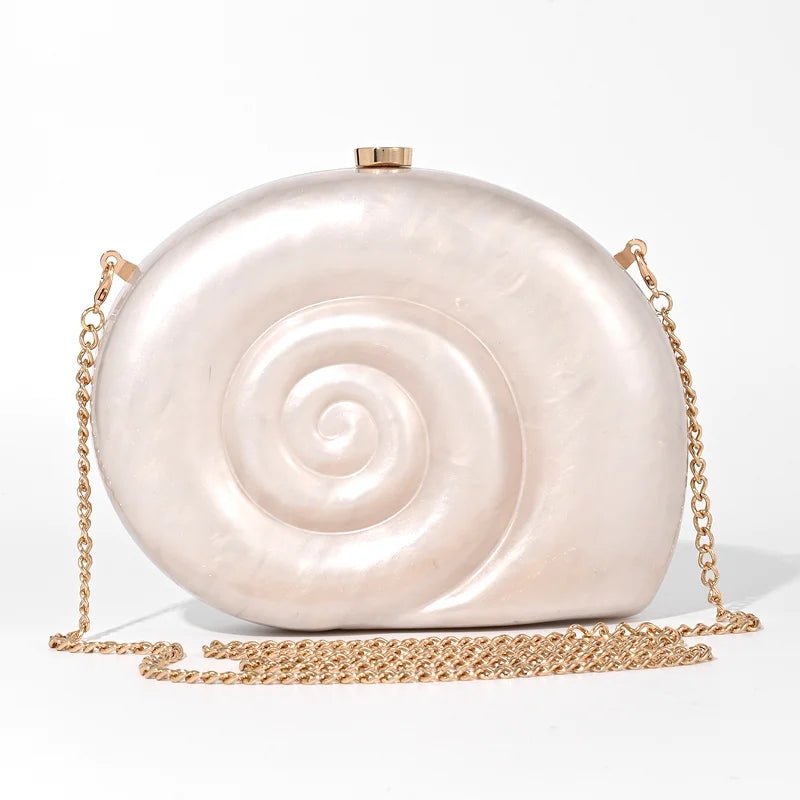 Women's Acrylic Conch Shell Crossbody Bag – Novelty Evening & Beach Shoulder Bag