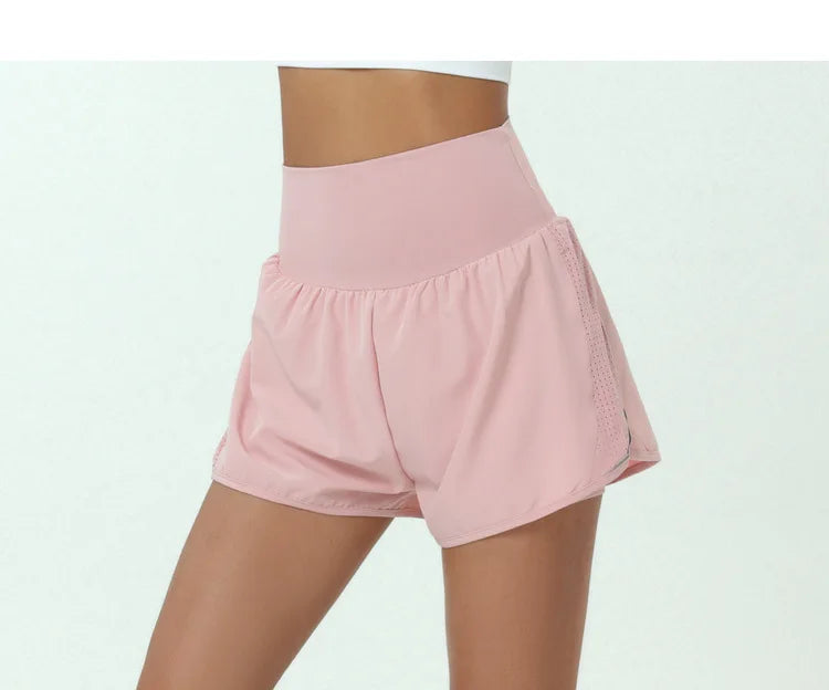 Women's High Waist 2 In 1 Running Breathable Quick Dry Pocket Fitness Gym Sportswear Shorts
