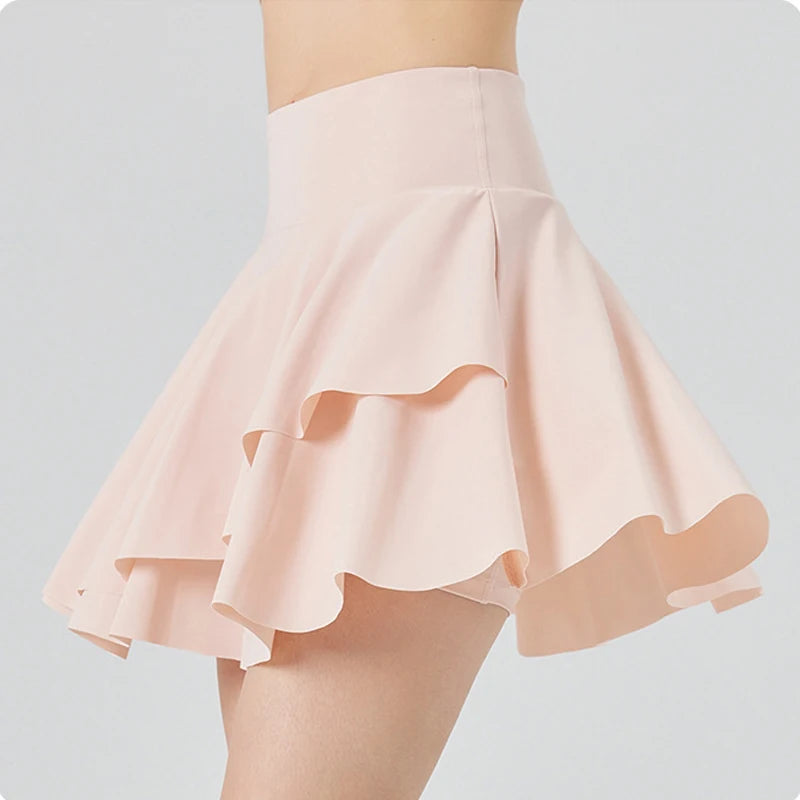 Women's High Waist Tennis Skirt with Built-in Shorts - Quick Dry Athletic Skort