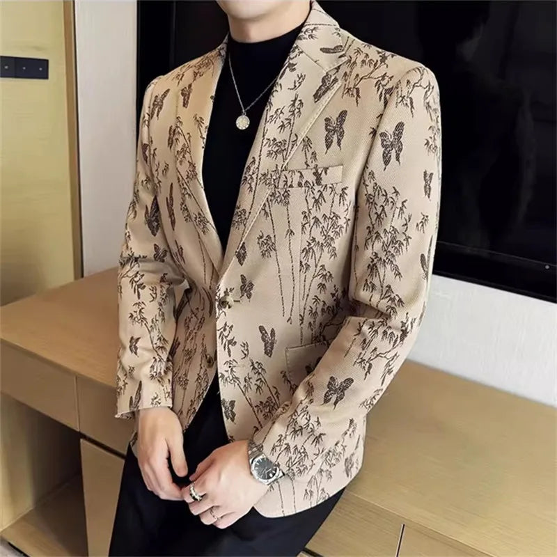 Men's Print Slim Fit Blazer Jacket