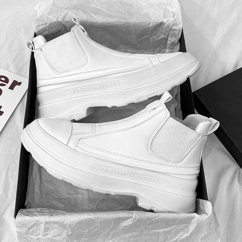 Men's Leather Chelsea Boots - Chunky Platform Sneakers