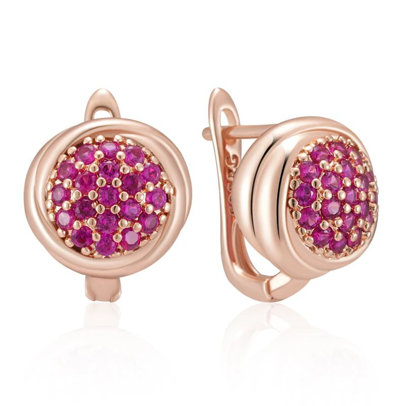 Shiny Red Zircon Drop Earrings - Rose Gold Bridal Jewellery