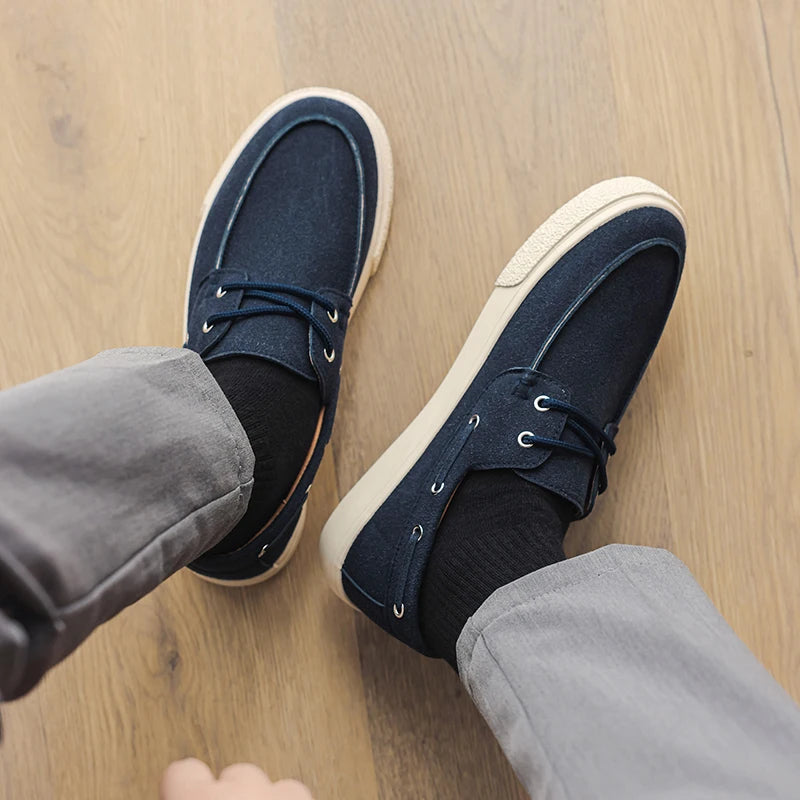 Slip-On Leather Sneakers - Men's Breathable Skateboard & Tennis Loafers