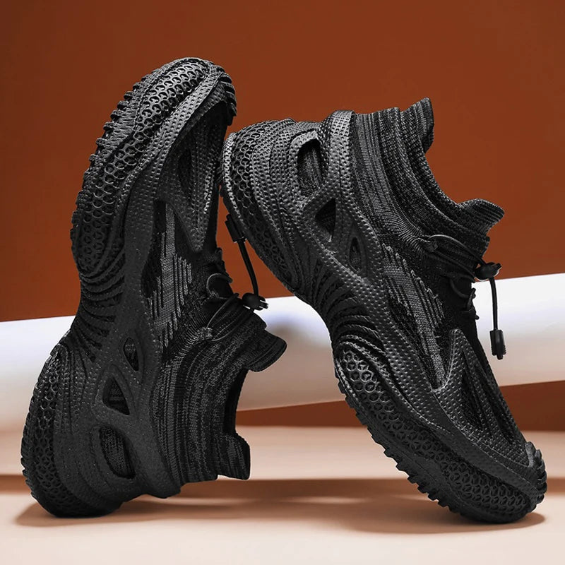 Men's Sports Mesh Running Sneakers Lace Up Comfortable Casual Sneakers