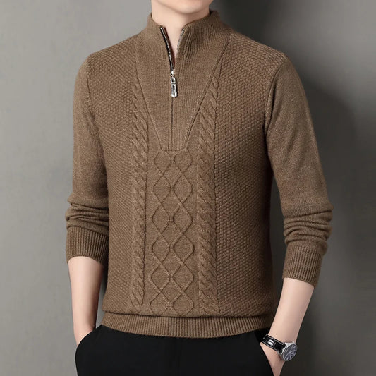 Autumn Winter Thick Pullover - Smart Casual Stand Collar Knit Sweater