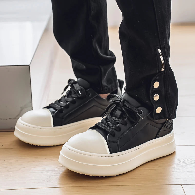 Men's Casual Leather Skateboard Vulcanized Tennis Sports Shoes Sneakers