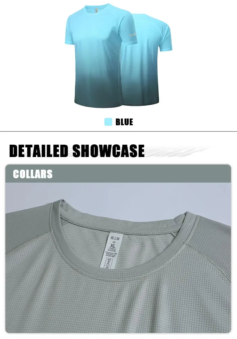 Men's Ice Silk Short Sleeve Running Exercise Sweatshirt Training  Sports T-Shirt
