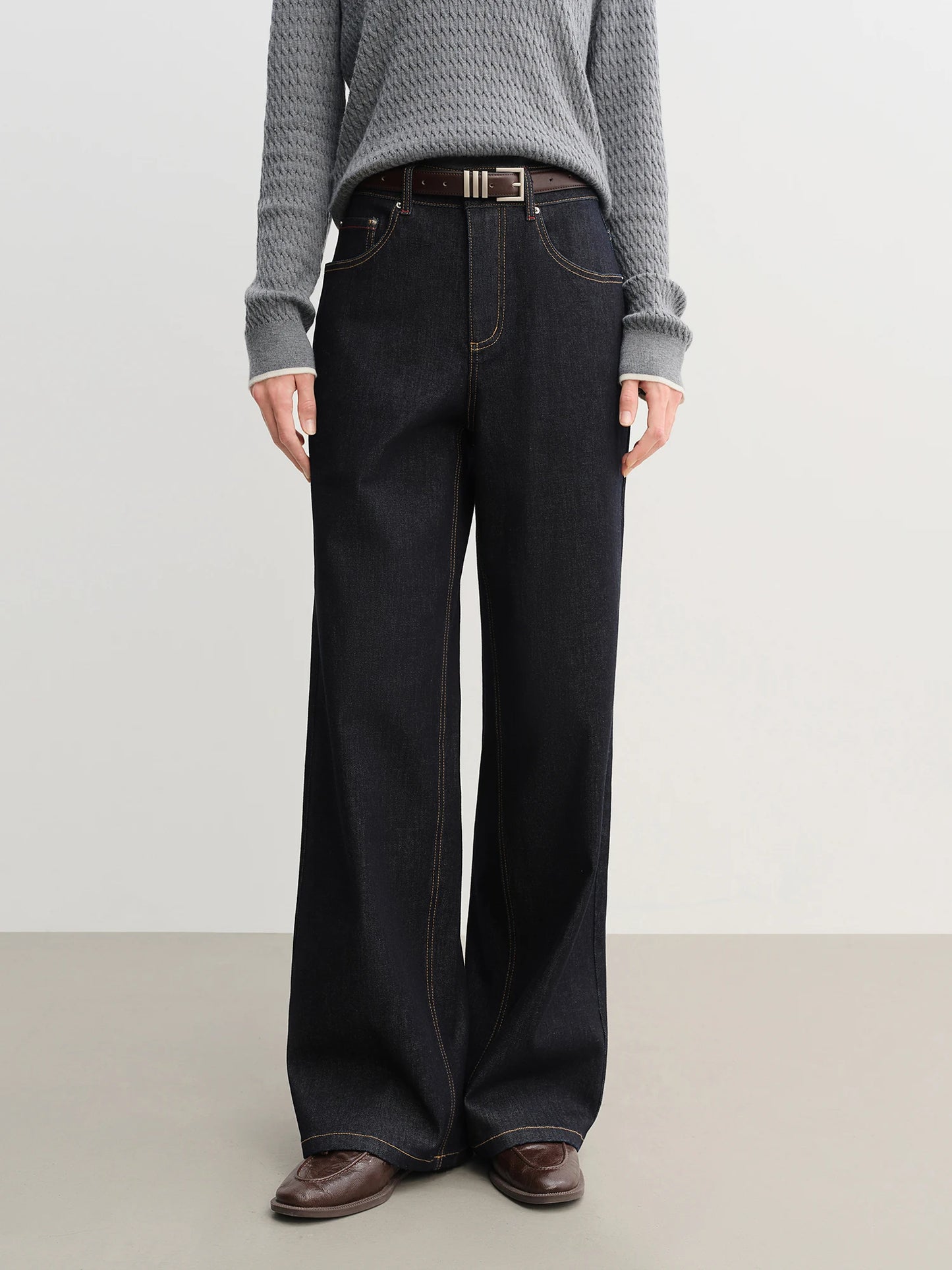 Women's High Waist Straight Leg Jeans - Stretch Denim Casual Trousers