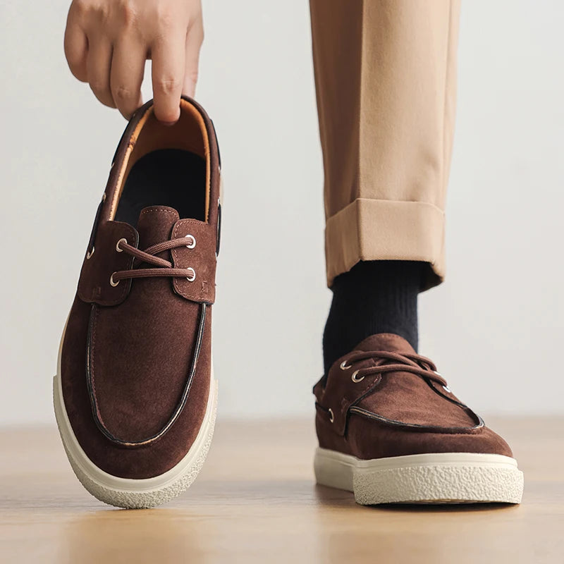 Slip-On Leather Sneakers - Men's Breathable Skateboard & Tennis Loafers