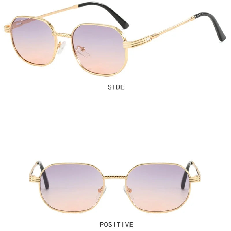 Elliptical Metal Small Frame Sunglasses UV400