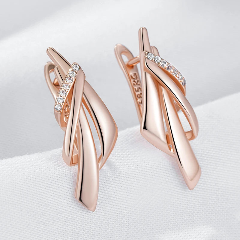 Elegant Geometric Drop Earrings - Rose Gold