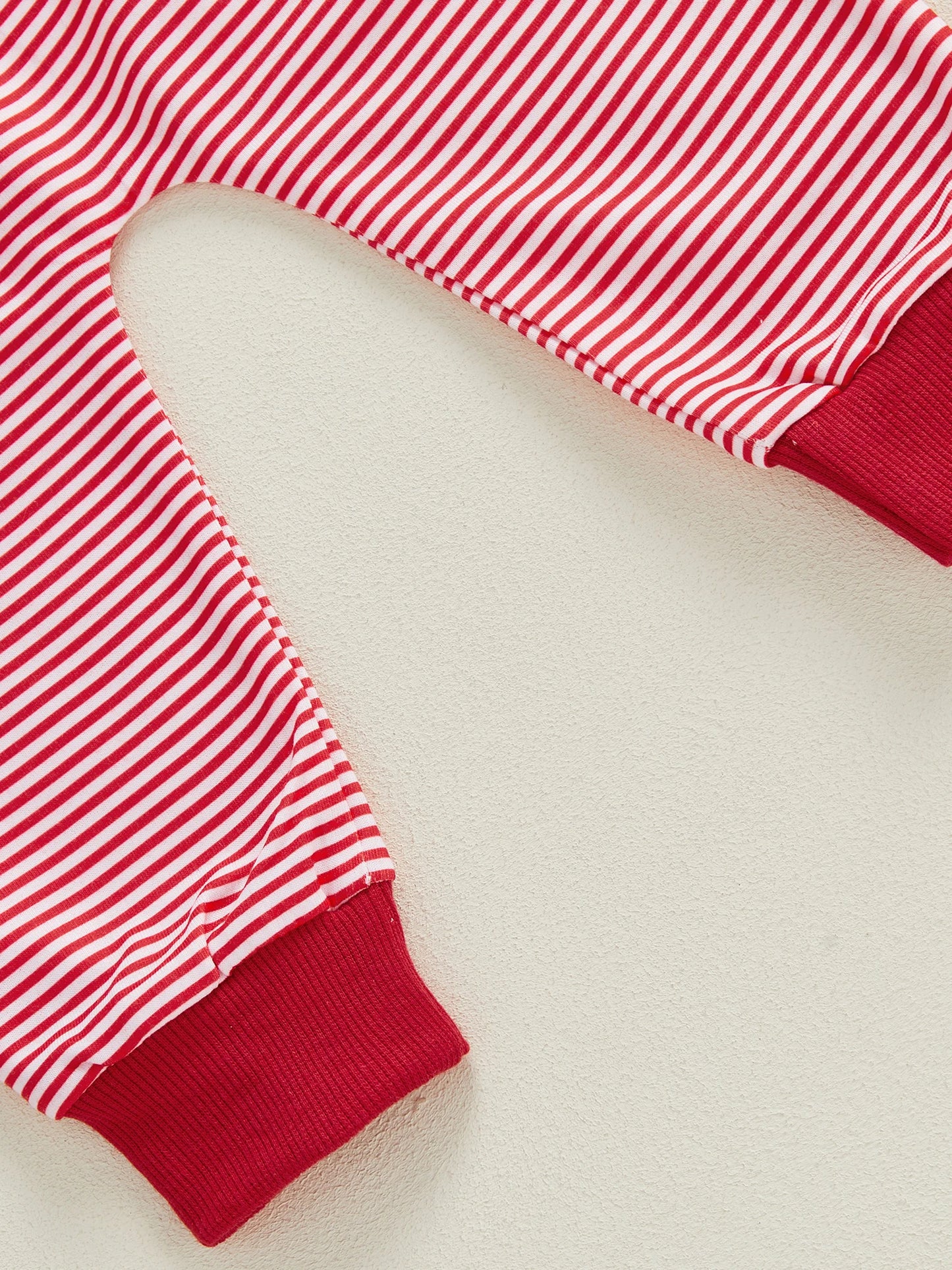 Valentine's Day Baby Boys Outfit Set - Heart Embroidery Sweatshirt & Stripe Pants