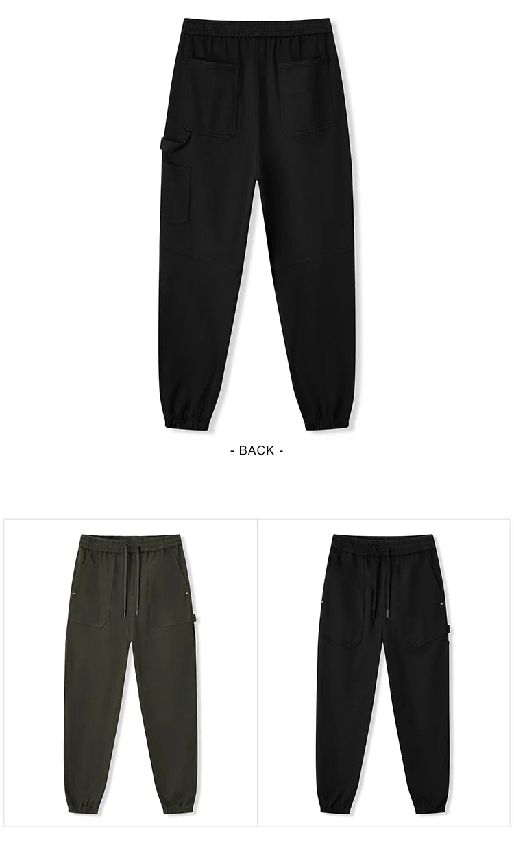 Men's Cargo Jogger Trousers - Drawstring Loose Fit Winter Streetwear Pants