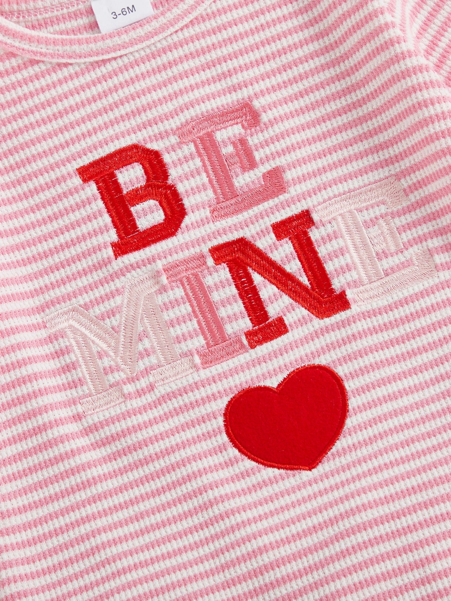 Newborn Baby Romper with Headband - Love Heart Embroidery Stripe Design