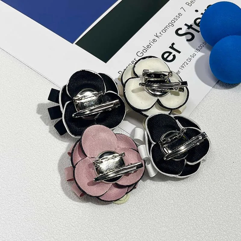 Camellia Flower Brooch Pins - Women's College Style Pearl Crystal Bow Tie Fashion Badge