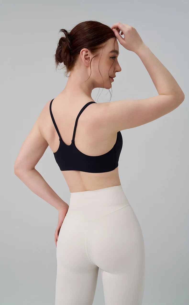 Nylon Spandex Yoga Bra Top - Removable Pads & Adjustable Straps