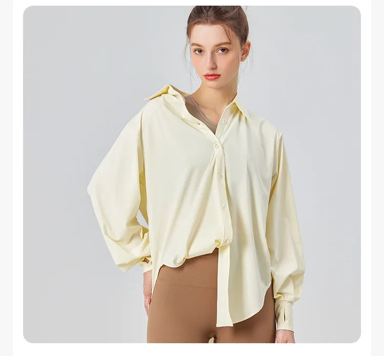 Women's Long Sleeve Sun Protection Yoga Shirt - Lightweight Athletic Top
