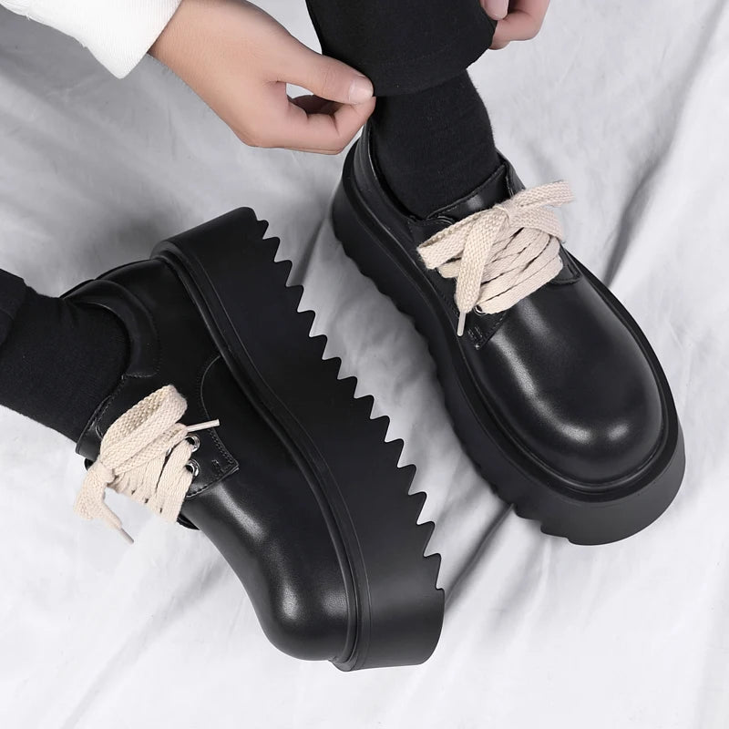 Men’s Platform Casual Genuine Leather Thick Sole British Shoes