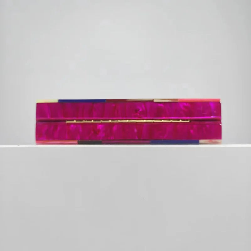 Fashion Patchwork Acrylic Pearlescent Marble Pattern Clutch - Shoulder Crossbody Bag