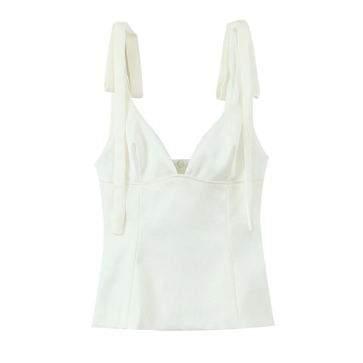 Women's Summer Sleeveless Slim Fit Butterfly Bow Decoration Silk Texture Top