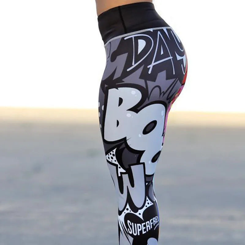 Women Digital Print Workout High Waist Push Up  Fitness Leggings