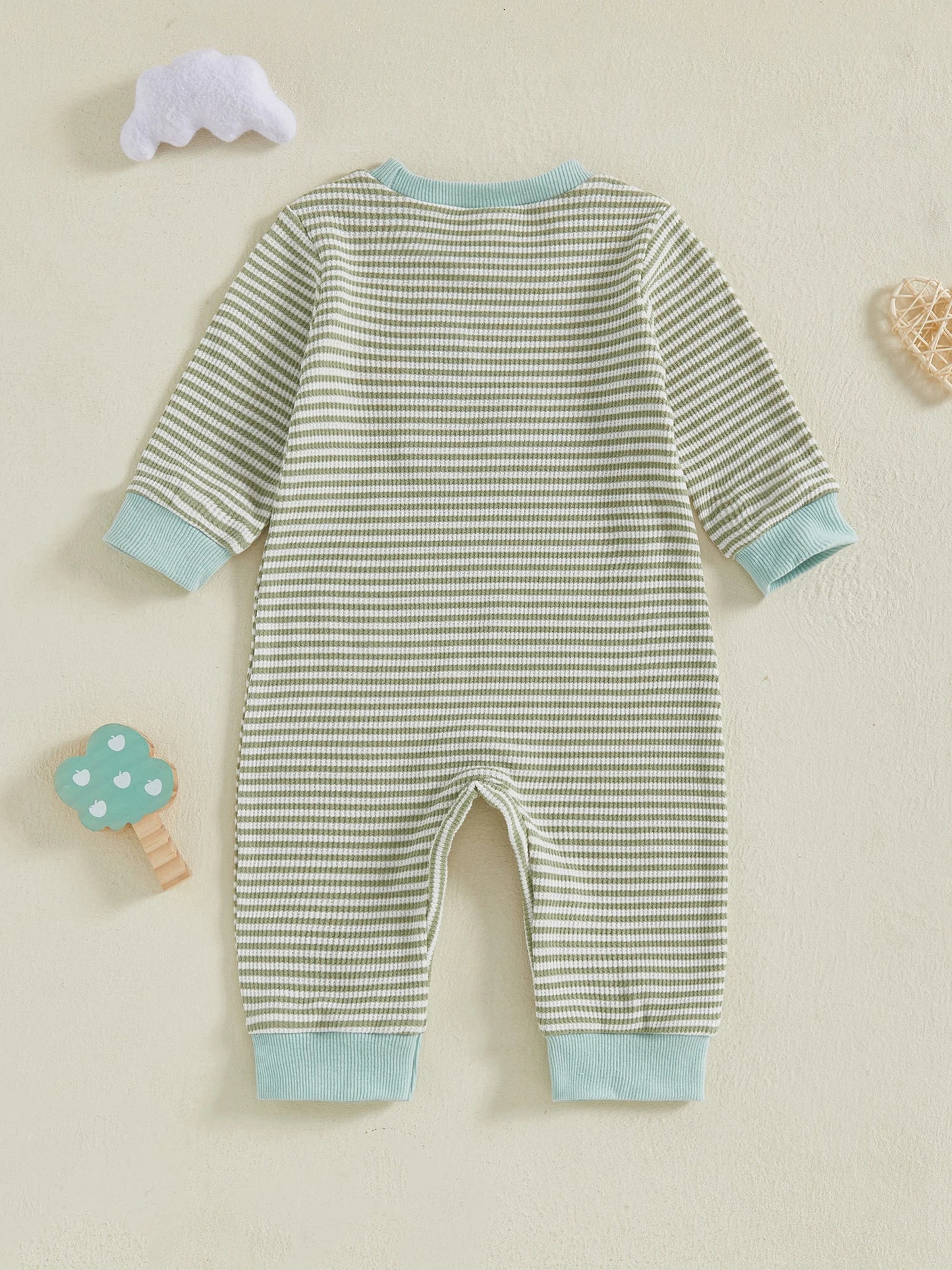 Baby Boys Striped Romper with Duck Embroidery - Long Sleeve Autumn Jumpsuit (0-18M)